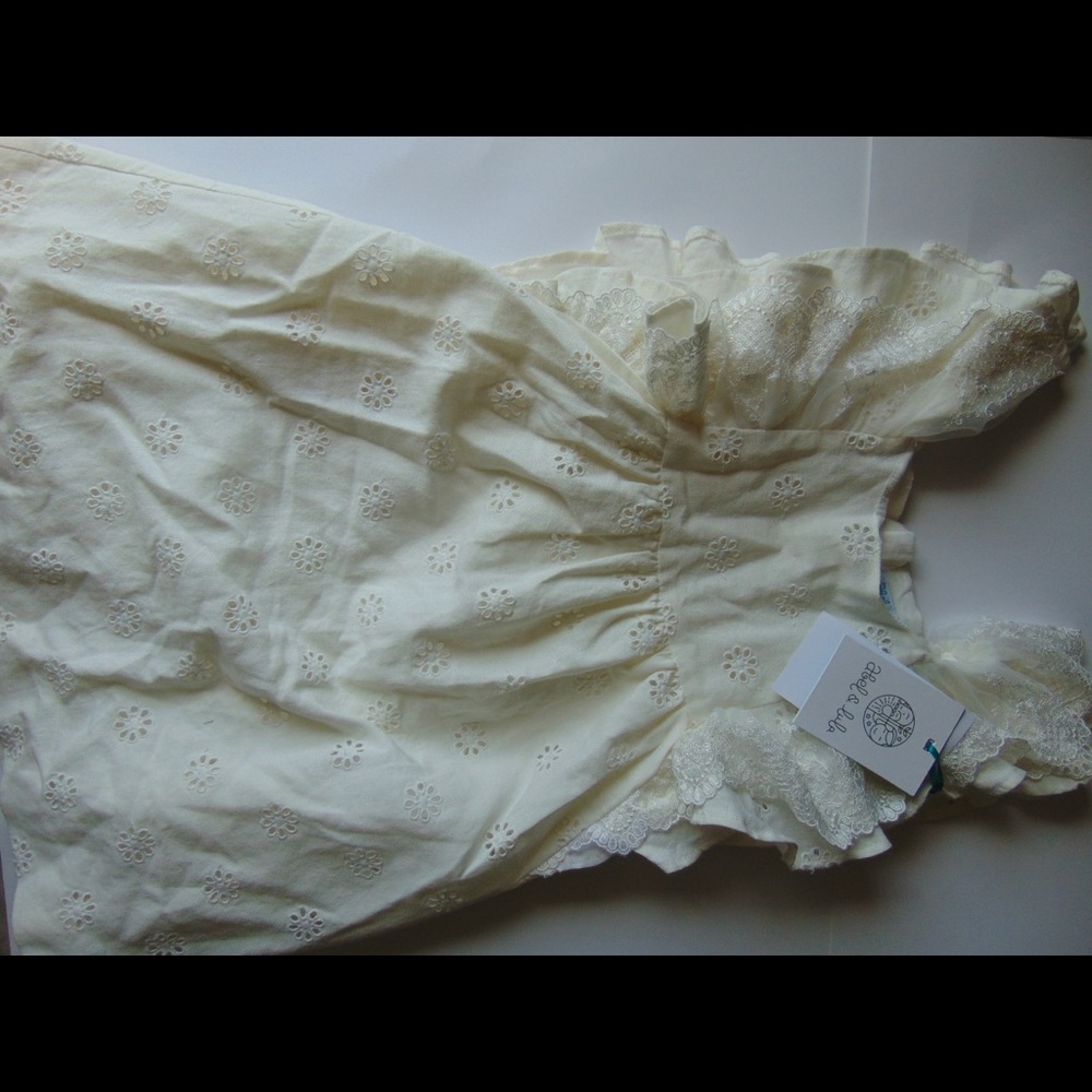 White Perforated, embroidered linen dress
